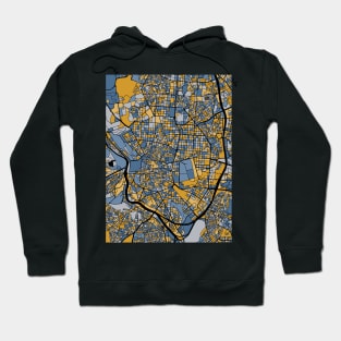 Madrid Map Pattern in Blue & Gold Hoodie